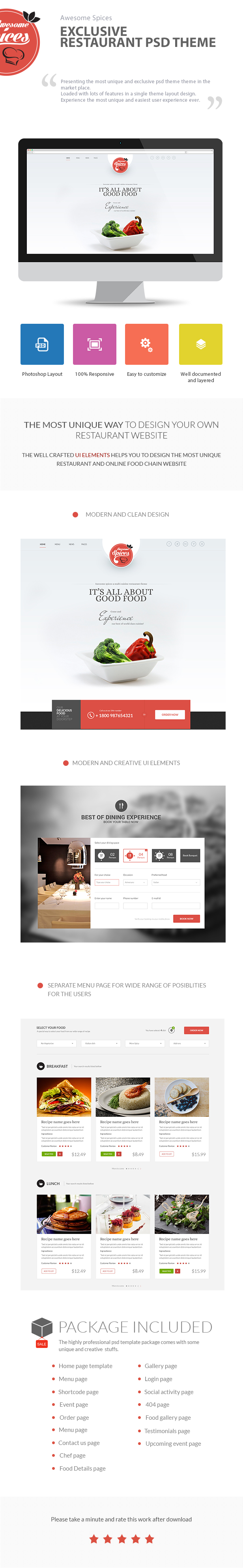 Awesome Spice-One Page Restaurant Theme - 2